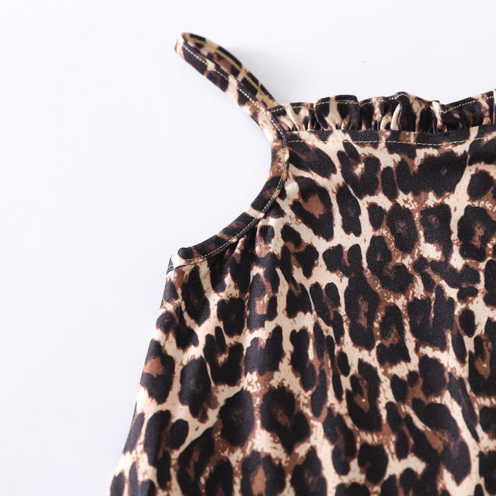 Sleeveless leopard suspender dress