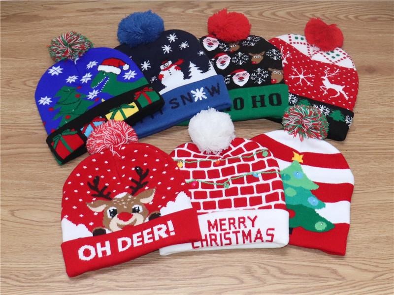 Christmas Decorations Adult Children's Luminous Knitted Hat