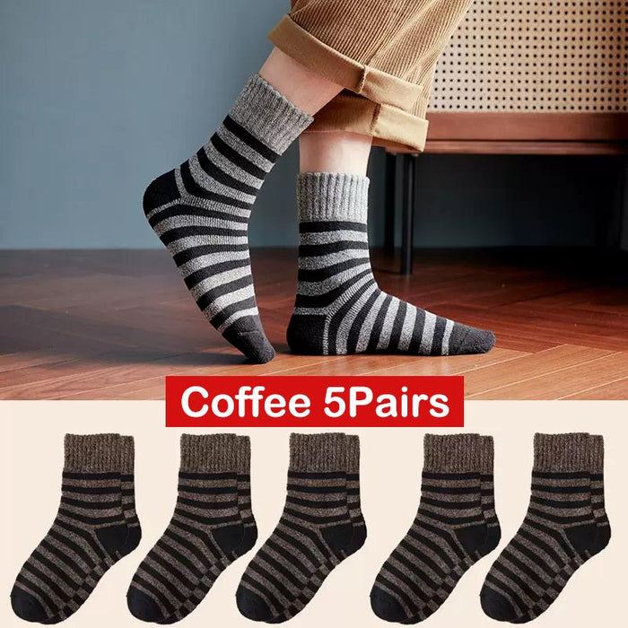 5 pairs Winter Thick Socks Men Super Thicker Solid Sock