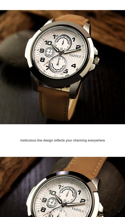 Yazole Sport Men Watch Top Brand Luxury Famous Quartz Watch Leather Clock