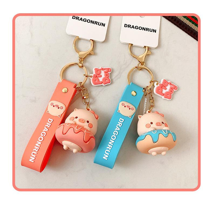 Cartoon Cute Pig Silicone Keychain