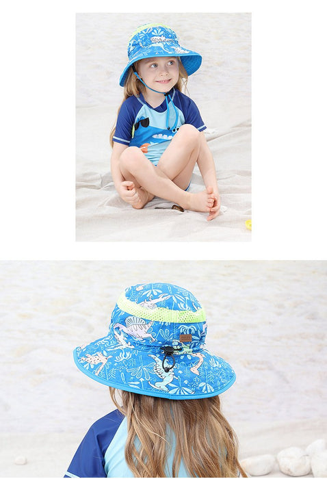 Children's Printed Dinosaur Uv50 + Outdoor Sunshade Shawl Hat