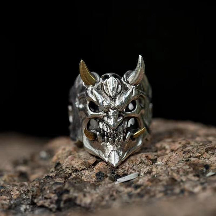 Vintage Gothic Mens Demon Anger Skull Rings