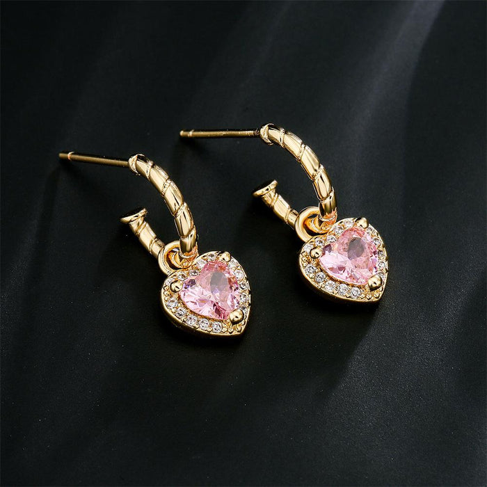 Popular gold zircon love female Earrings