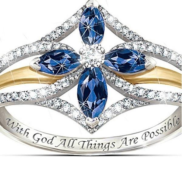 Creative Fashion Royal Blue Clover Ring