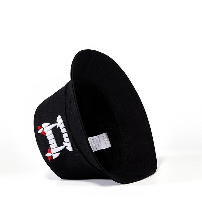 New Embroidered Big Teeth Bucket Hat Sun Hat