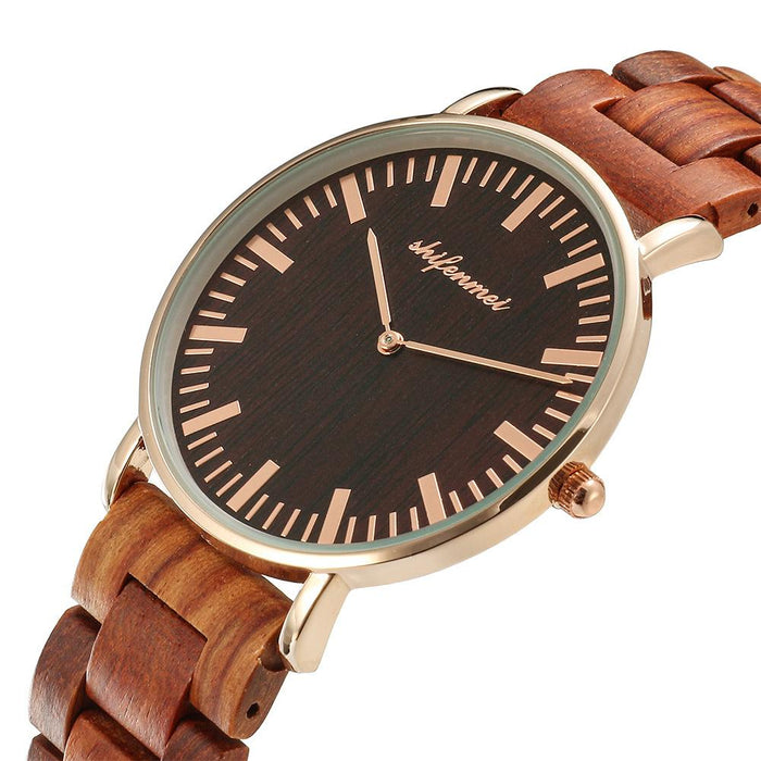 2022 New Men's Wooden Watch Ultra Thin Classic Sandalwood Watch Alloy Watch