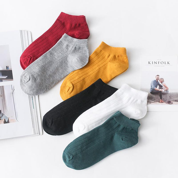 New Solid Color Boat Socks Short Low Cotton Socks