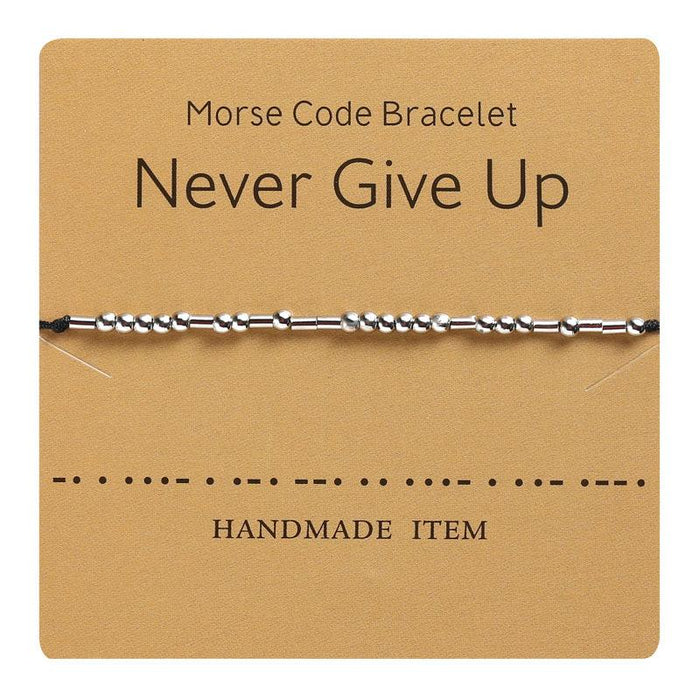 1PC Morse Code Bracelet Silver Beads