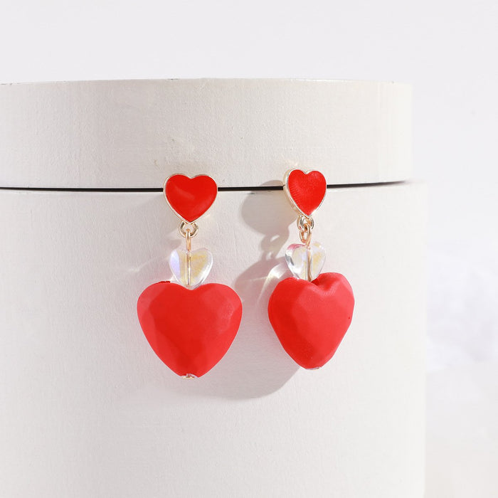 New Red Love Pendant Earrings