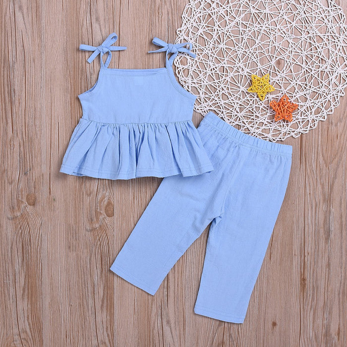 Suspender suit cool solid color girl's clothes
