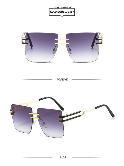 Large frame square metal sunglasses
