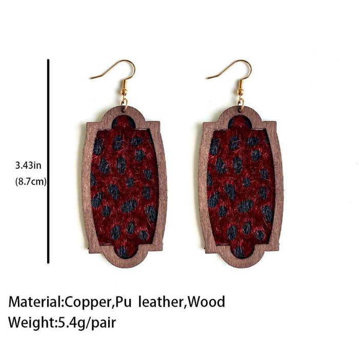 Fashion Exaggerated Leopard Print Wooden Women's Earrings