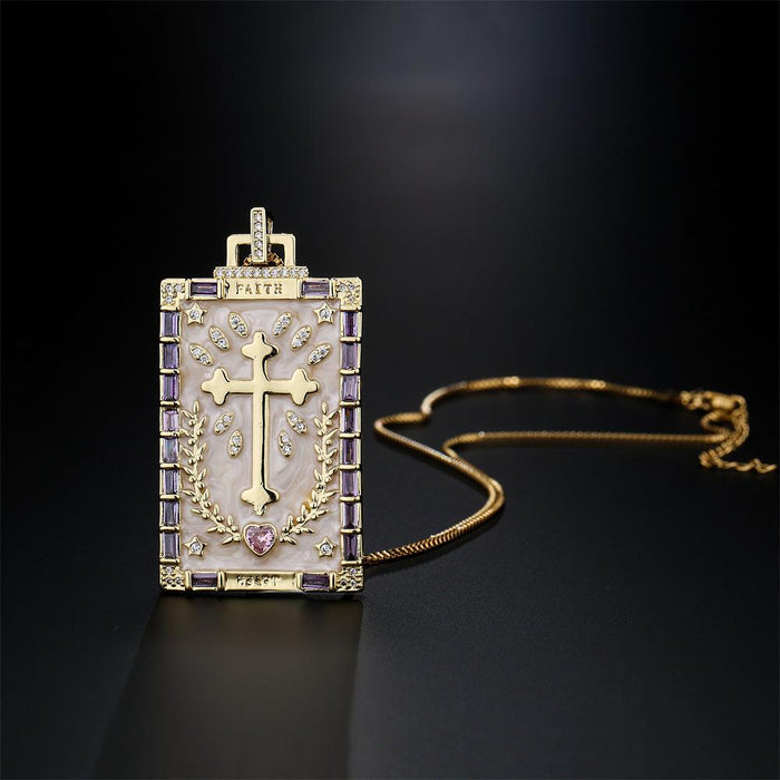 New Fashion Personality Geometric Pendant Gold Color Zircon Necklace