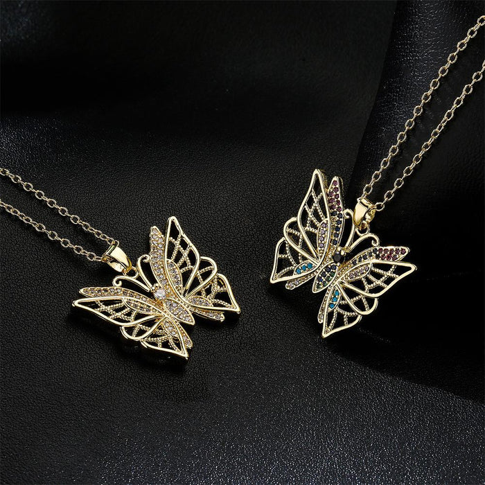 New Fashion Zircon Butterfly Pendant Necklace