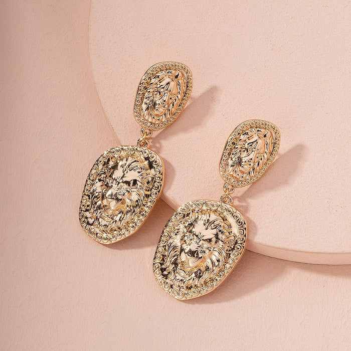 New Lion Relief Baroque Female Earrings