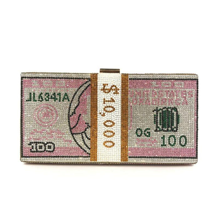 Money Clutch Rhinestone 10000 Dollars Purse Handbags