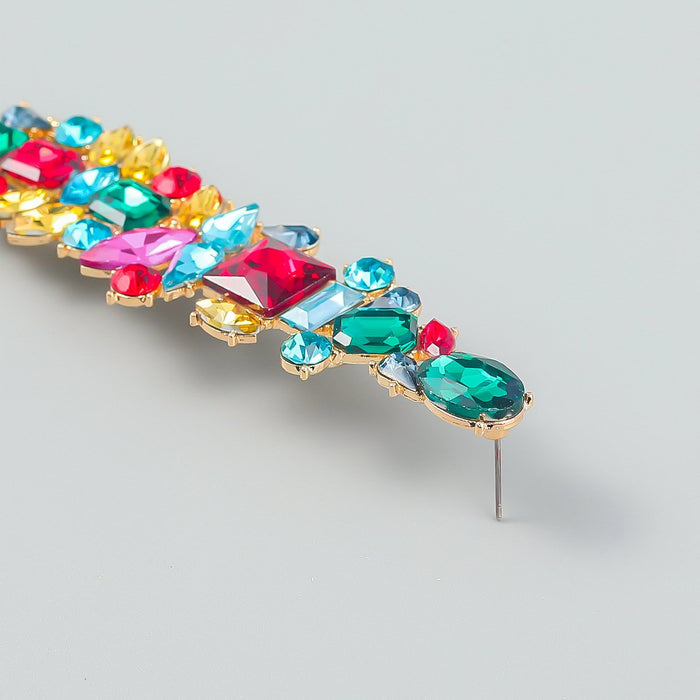 Fashion Exaggerated Rhinestone Long Geometric Earrings