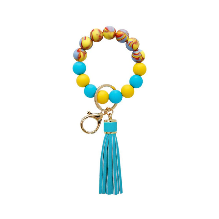 Silicone Leather PU Tassel Card Bag Bracelet Keychain