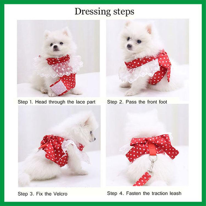Cute Bow-knot Small Dog Harness Vest Leash Suit Pet Accessories