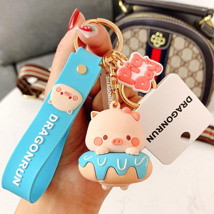 Cartoon Cute Pig Silicone Keychain