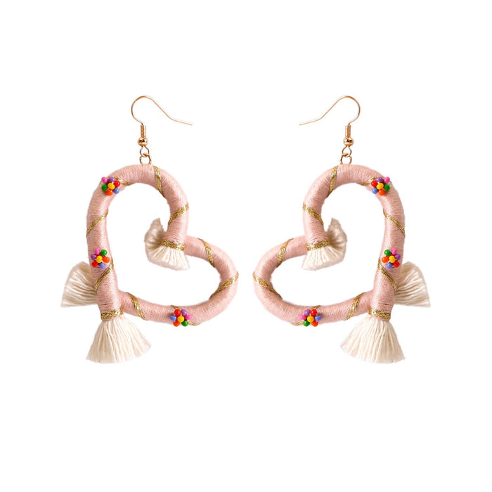 Hand Woven Earrings 2022 New Vintage Peach Heart Earrings