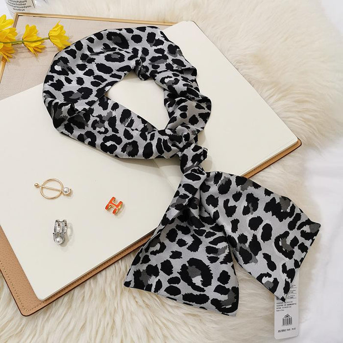 Imitation  scarf thin narrow strip leopard pattern simple waist chain scarf