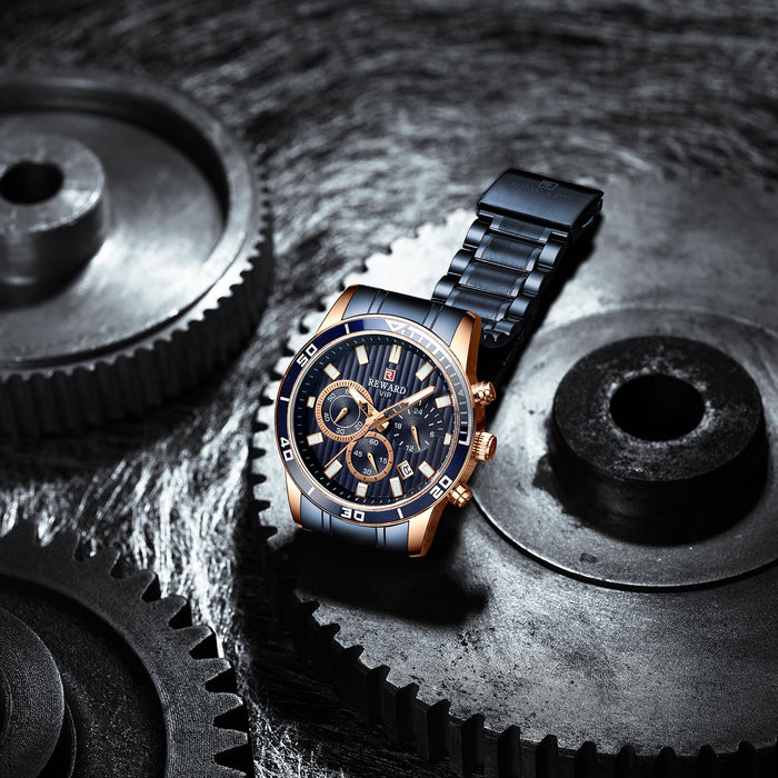 Men's Steel Belt Watch Multi-function Sports Wristwatch