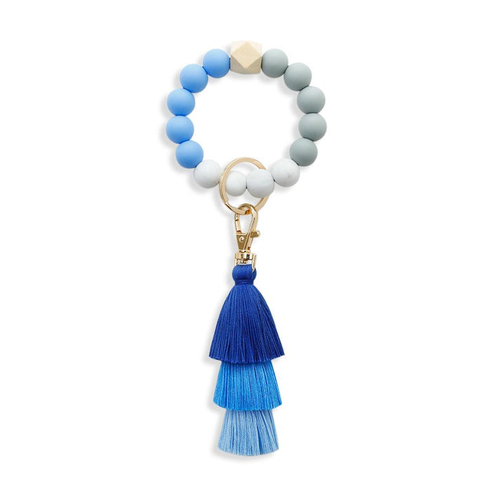 New Tassel Wood Bead Bracelet Silicone Bracelet Key Chain