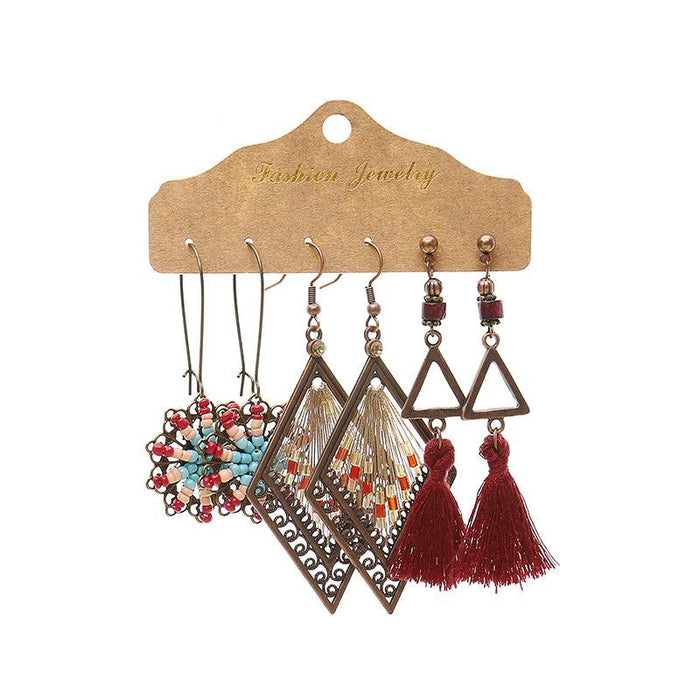 3 pairs/set Earrings Bohemian Style Jewelry X0X36203