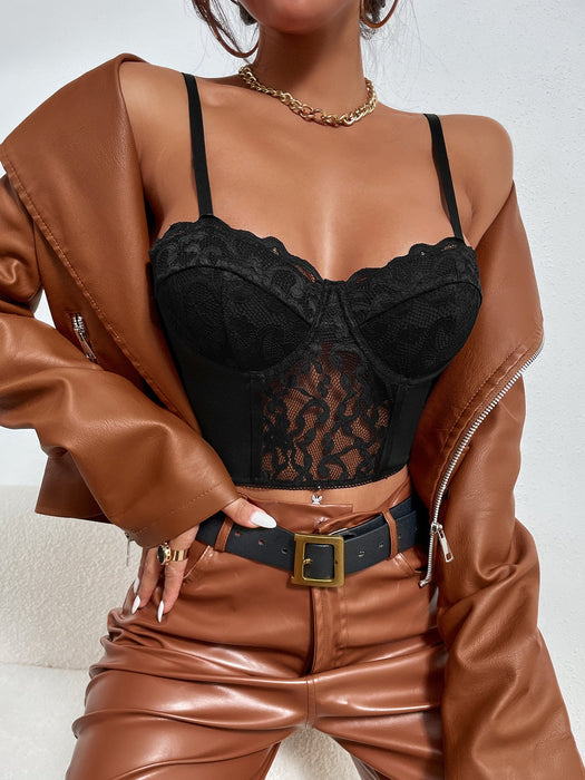 Lace Sexy Tanks Tops Women Slim Black Vest