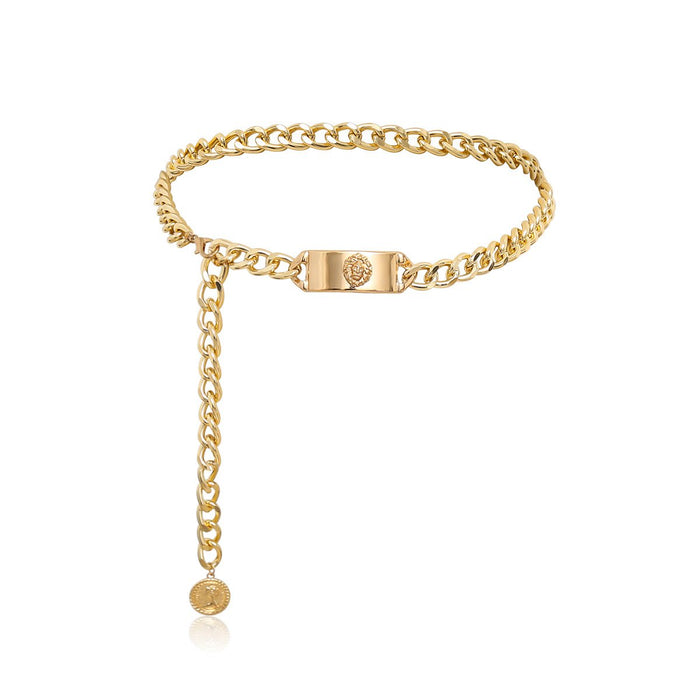 Fashion Portrait Pendant Body Chain Women's Square Waist Chain