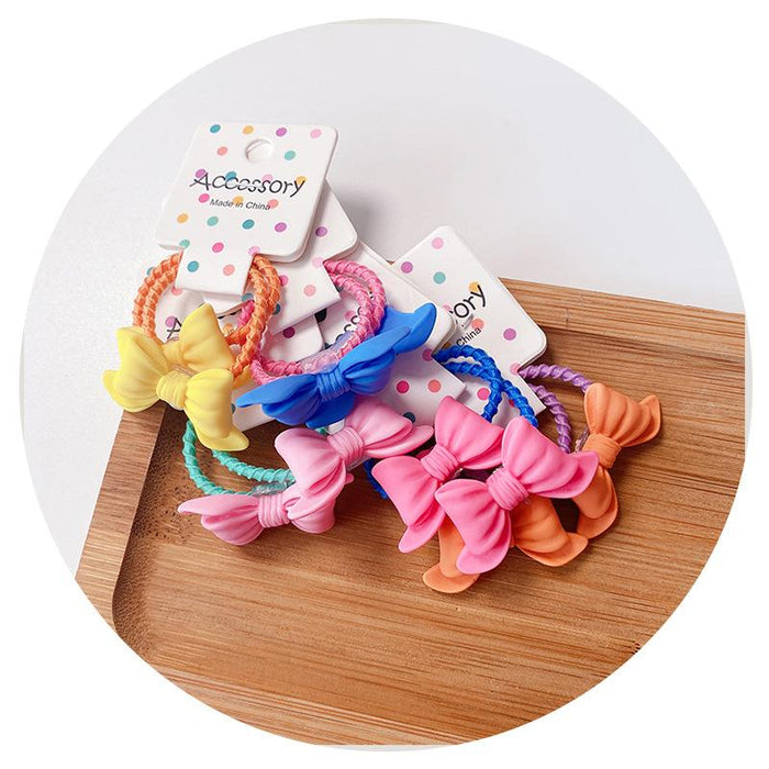 5 Pairs of Candy Color Versatile Children's Butterfly Hair Rope