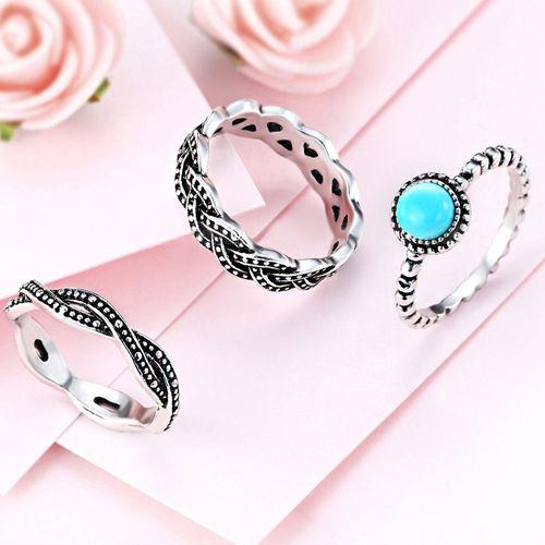 3 PCS Fashion Anqitue Silve Color Wome’s Ring Set