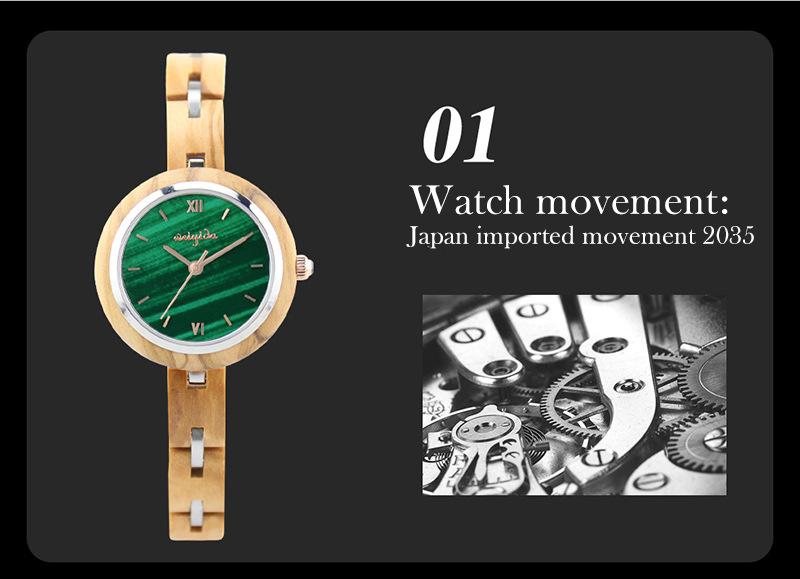 2022 New Classic Noble Green Quartz Wooden Watch