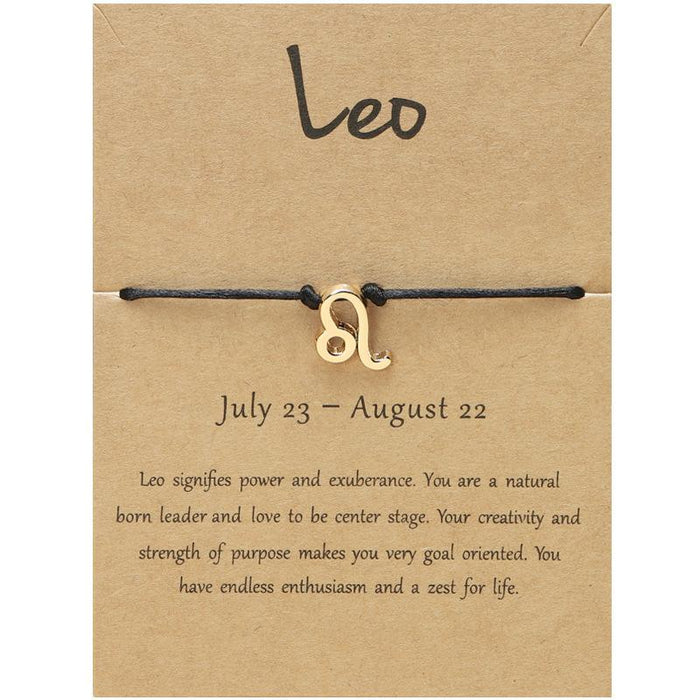 Twelve Constellations Bracelet Constellation Card Adjustable Black Rope Bracelet