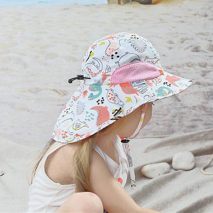 Cartoon Dinosaur UPF50 + Outdoor Children's Shawl Fisherman Hat