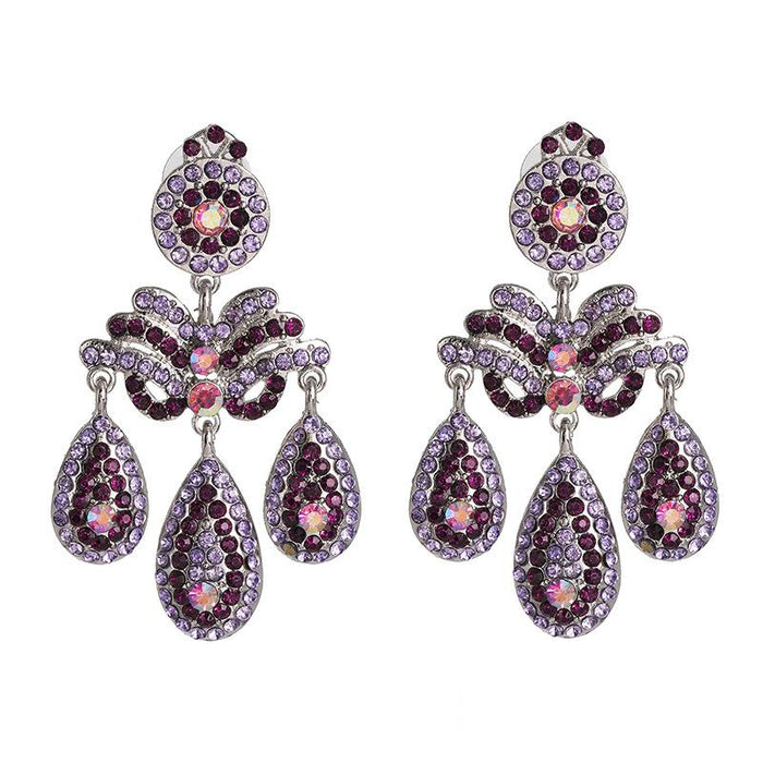 Pop Exaggerated Women's Jewelry Drop Earrings Inlaid Rhinestone