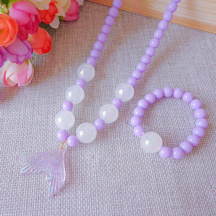 Cute Cartoon Beauty Fishtail Necklace Bracelet Set
