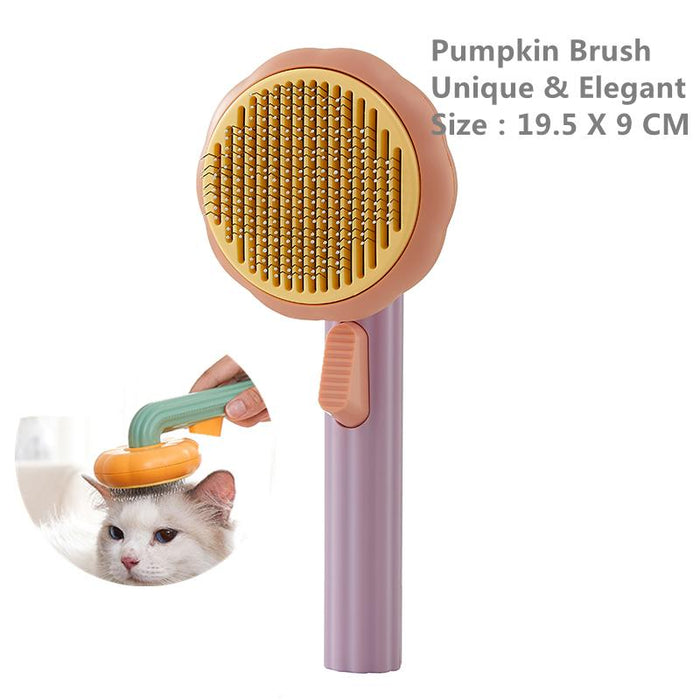 Pumpkin Pet Brush Off Self-Cleaning Oil Brush for Dogs and Cats