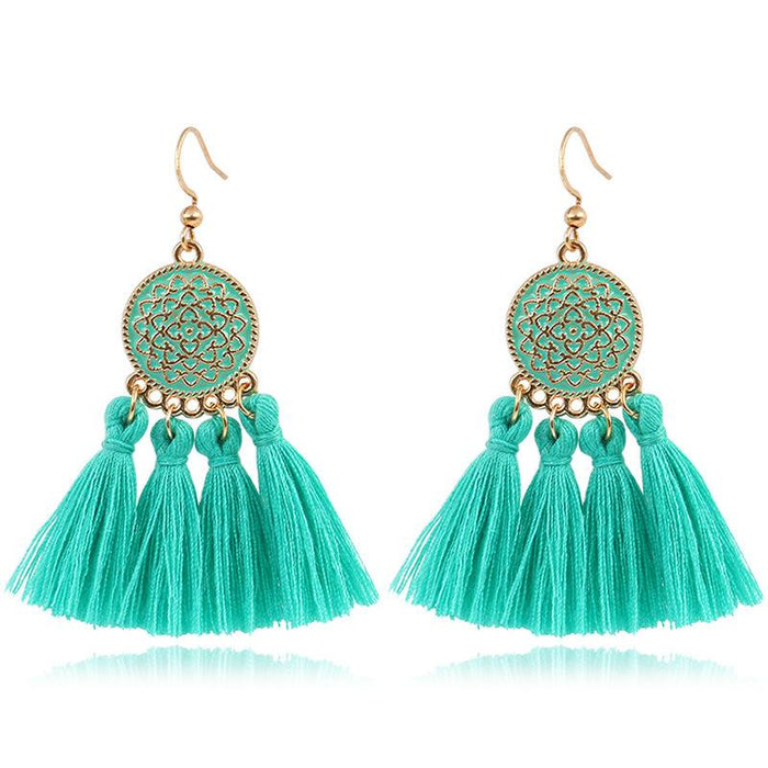 Boho Chic Brilliant Multicolored Tassel Earrings