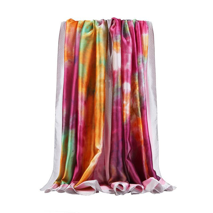 Tie Dyed and Printed New Satin Scarf Sunscreen Shawl