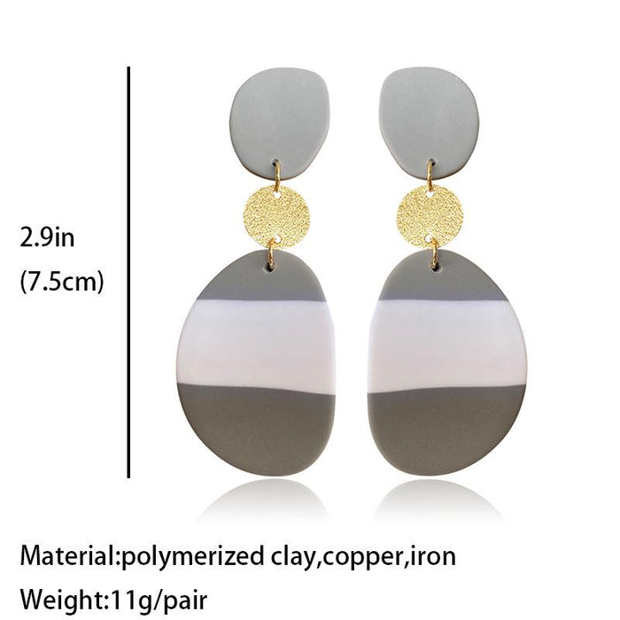 Pearl Gray Clay Soft Pottery Earrings Earrings Earrings Earrings Jewelry Irregular Geometry