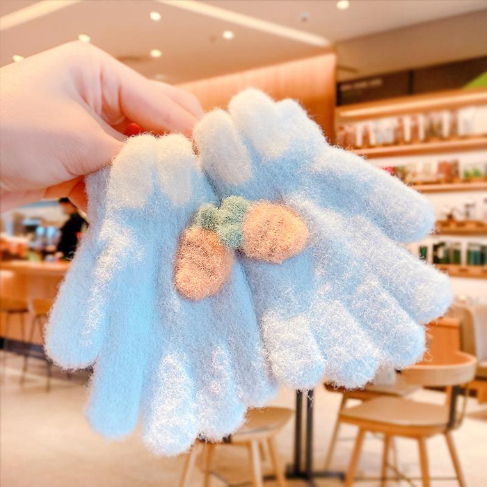 Winter Baby Sweet Cartoon Knitted Yarn Keep Warm Gloves