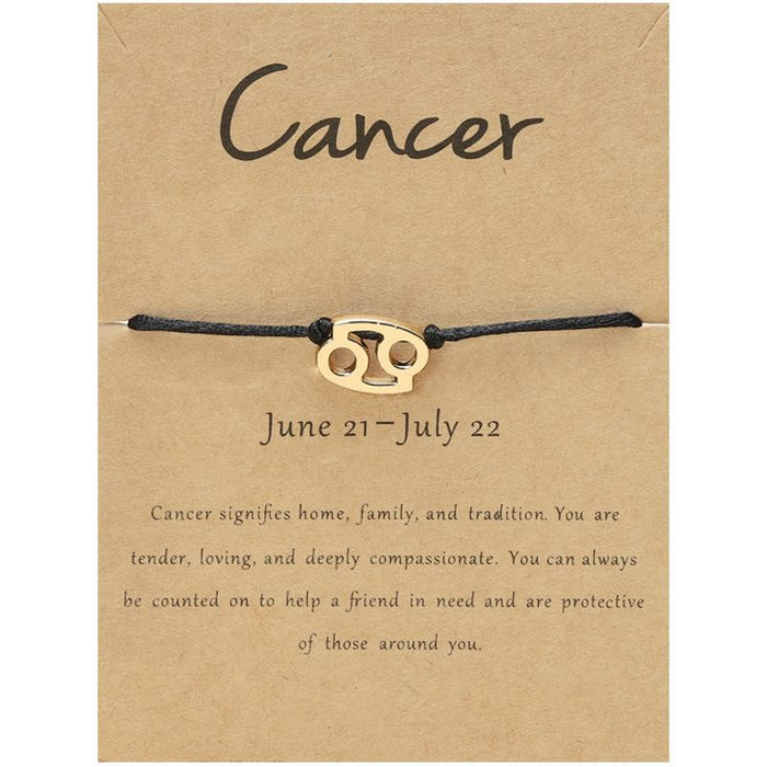 Twelve Constellations Bracelet Constellation Card Adjustable Black Rope Bracelet