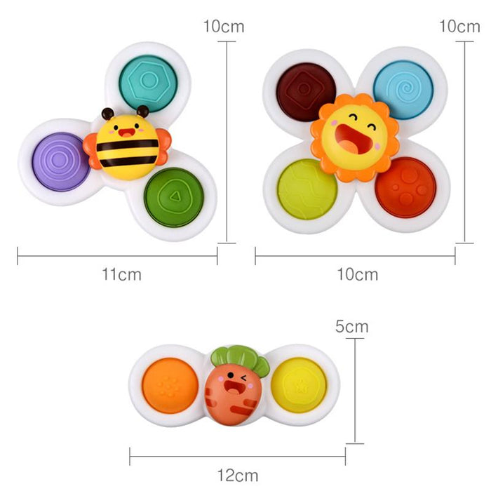 3 Piece Boy Kids Bath Suction Cup Spinning Toys