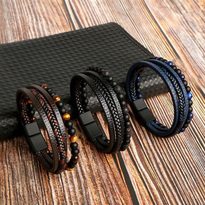 Geometric Gem Metal Patchwork Men'S Bracelets