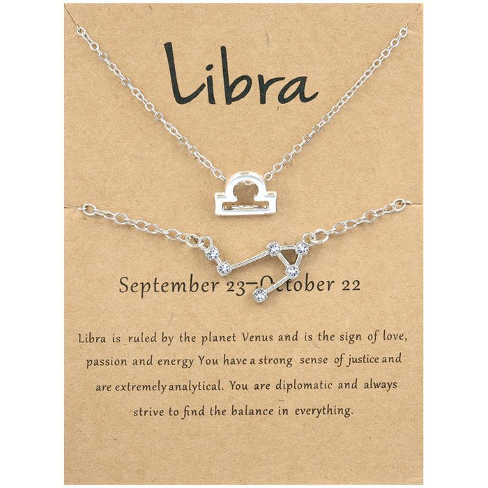 Twelve Constellations Necklace Diamond Bracelet Card Set