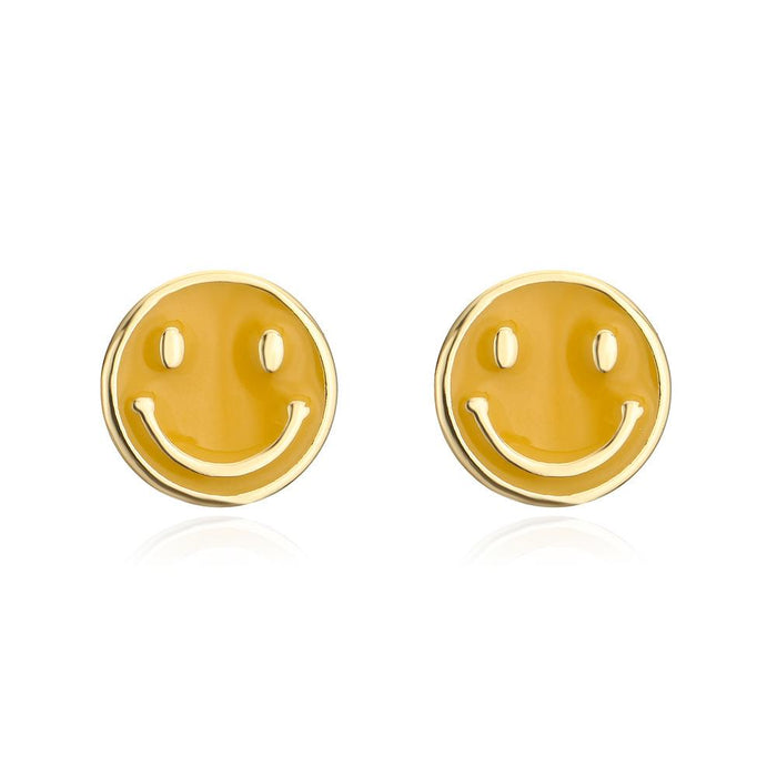 New gold oil dripping lovely smiling face earrings earrings earrings