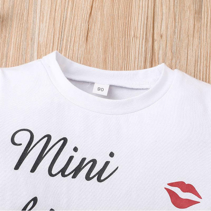 Summer Girls' Exotic Letter T-shirt Skirt Two Piece Set